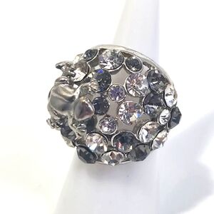 Chunky Rhinestone Ring Frog and Lily Pad